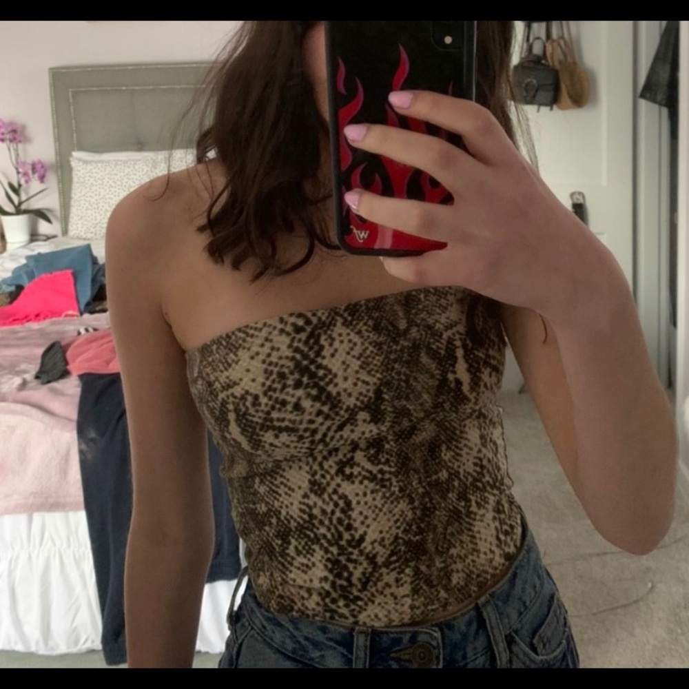 Snakeskin Cropped Tube Top
